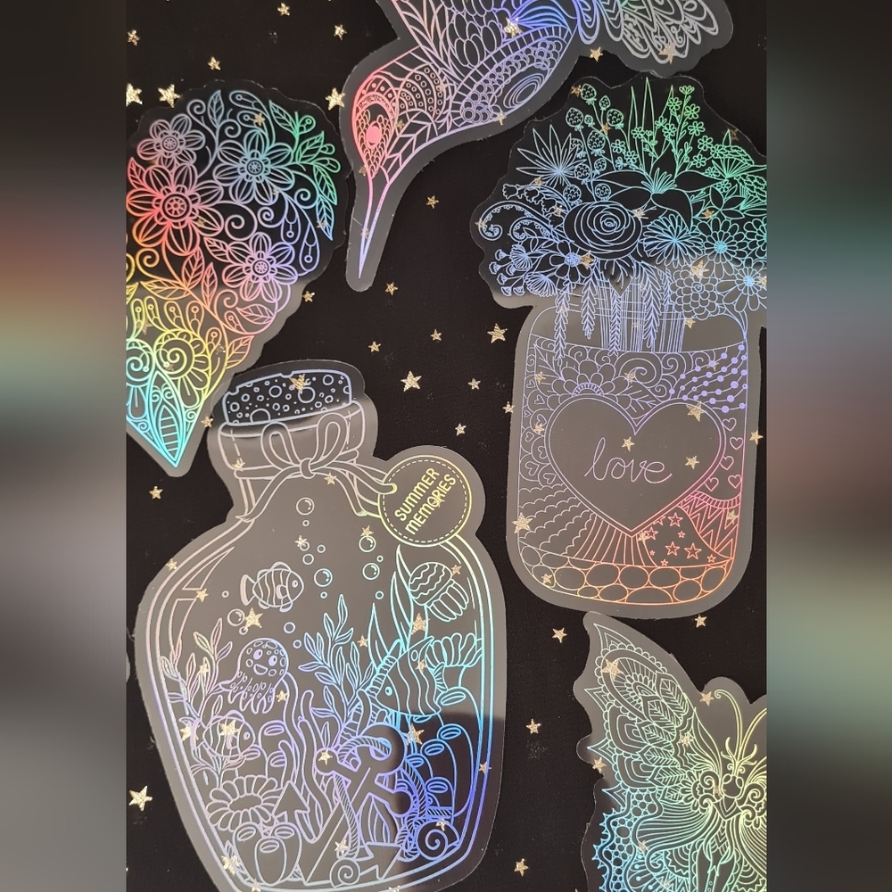 HUGE Boho Celestial Holographic Stickers 10 Pack - Picture 4 of 5